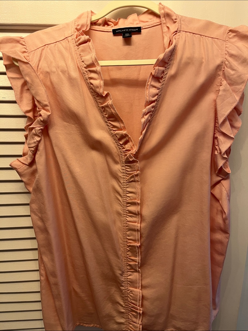 Saks Fifth Avenue -Trim Sleeveless Blouse - Peach